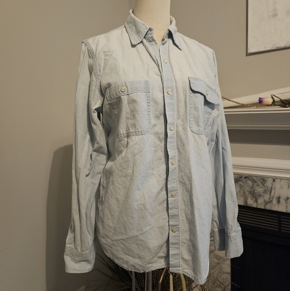 Light Blue Denim Cotton Shirt 👕 - Picture 4 of 7